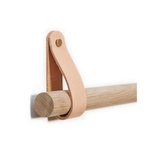 Leather Curtain Pole Brackets: Minimalist leather Straps, UK Made
