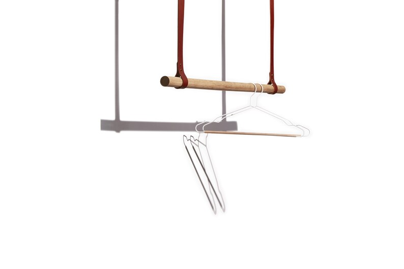 ROAR Studio Leather Coat Rack Ceiling Mounted Wooden Etsy