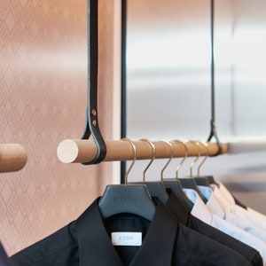 Leather Coat Rail - Black