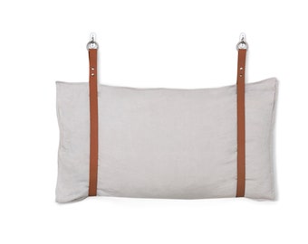 Leather Bench Cushion Strap Headboard Bed Pillow Bracket, Single Strap ONLY - Tan