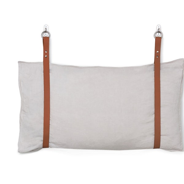 Leather Bench Cushion Strap Headboard Bed Pillow Bracket, Single Strap ONLY - Tan