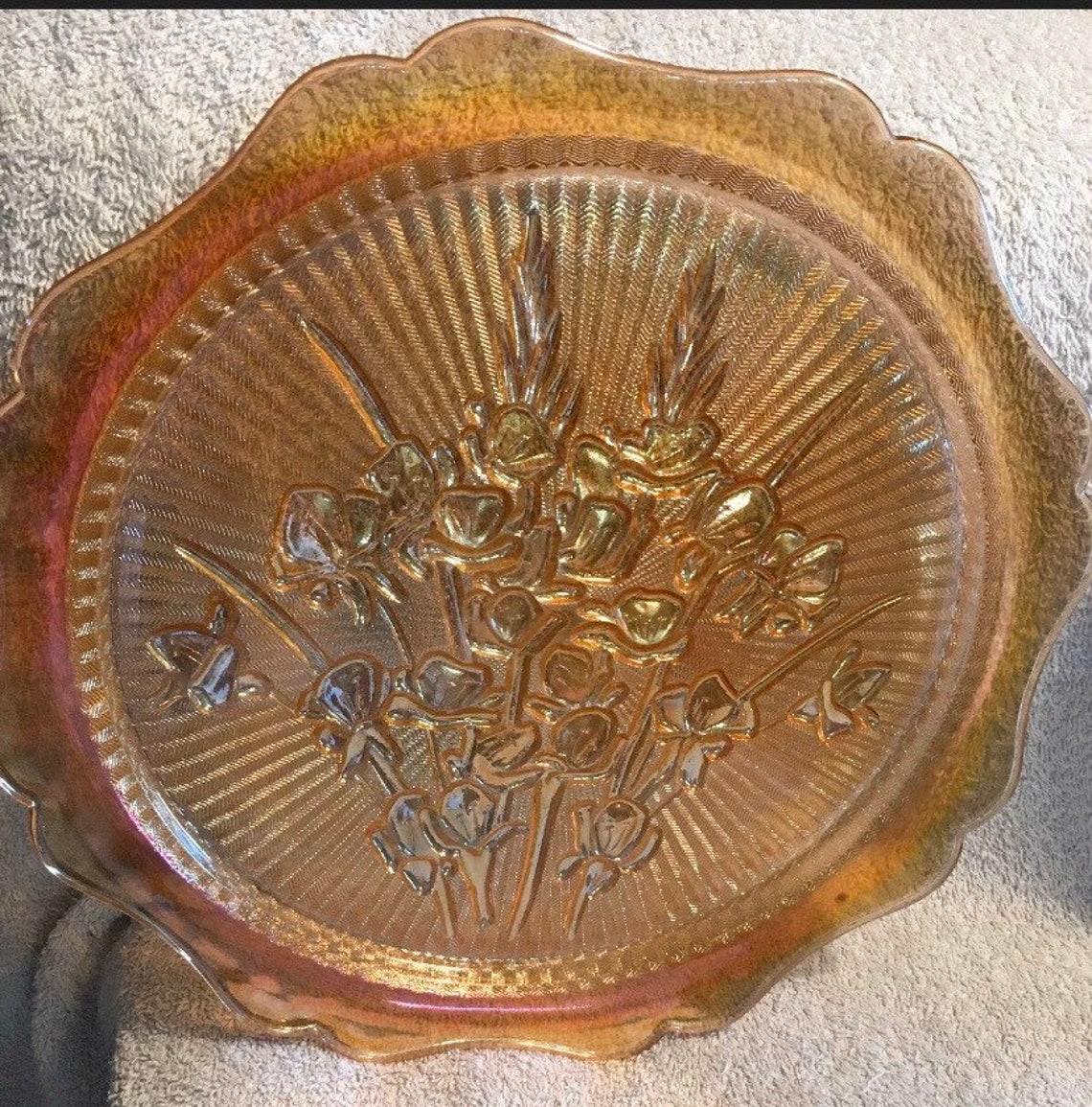 Iris Iridescent by Depression Glass Dinner Plates Etsy