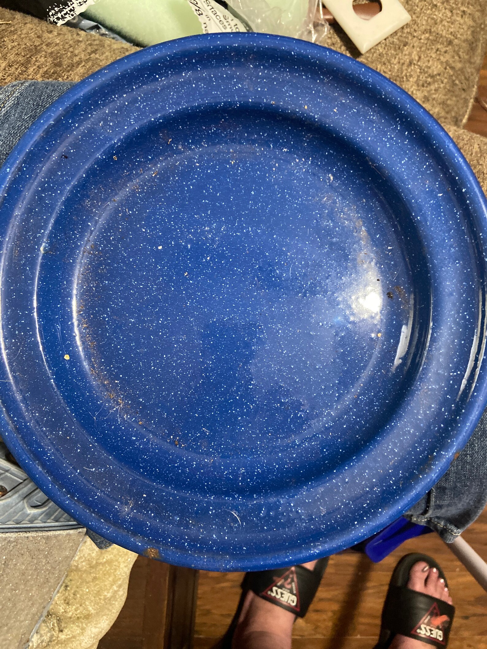 Vintage Blue Speckled Graniteware Cup and Plate Set Etsy