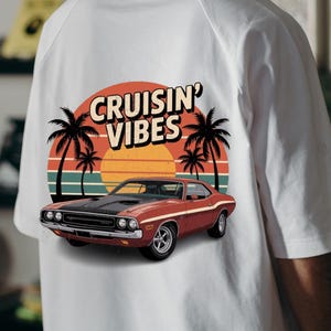 Vintage Car PNG | Klasyczny muscle car z nadrukiem sublimacyjnym na koszulki i prezenty DIY