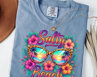 Salty Beach Png, Sublimation Design, Tropical Flowers Png, Colorful Summer Png, Trendy Png, T-Shirt Design, Digital Download Png