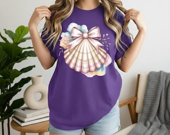 pink Seashell Bow PNG Beach PNG Summer PNG Coastal Girly Ocean Print Sublimation Graphic Clipart, summer girly bow png, popular now summer