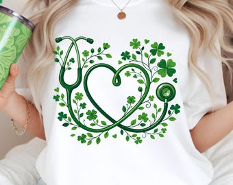 Lucky Nurse Stethoscope Shamrock PNG,nuse life patrick's day design