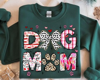 Dog Mom Valentine PNG | Leopard Paw, Dalmatian Bow (Digital Download)