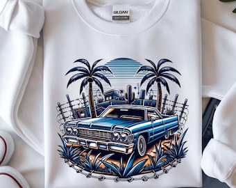 Lowrider Car PNG: Chicano Streetwear Clipart (Digital Download)