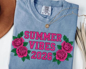 Floral Varsity Summer PNG, Retro Pink Collegiate Shirt Design, Vintage Rose Graphic, Girly Aesthetic Sublimation Download