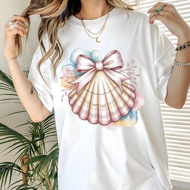 Pink Seashell Bow PNG Beach PNG Summer PNG Coastal Girly Ocean Print ...