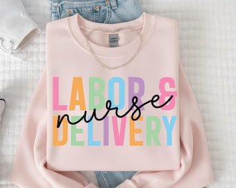 Labor and Delivery PNG, Nurse Life Sublimation Design, Pastel Rainbow Medical Clipart, L&D Nurse Digital Download Shirt Graphic, Medical Png