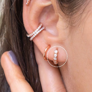 Tiny Hoop Earrings with CZ - Huggie Hoop Earrings - Huggie Diamond Earrings - Tiny Gold Hoops - Huggie Earrings Silver - Pave Hoop Earrings