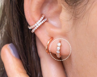 Tiny Hoop Earrings with CZ - Huggie Hoop Earrings - Huggie Diamond Earrings - Tiny Gold Hoops - Huggie Earrings Silver - Pave Hoop Earrings