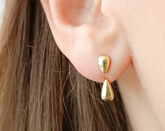 Ear Jacket Earrings - Drop Earrings in Gold or Silver - Front Back Earrings - Gold Earrings - Silver Earrings - Dainty Earrings for Women