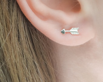 Tiny Arrow Sterling Silver Studs - Cupids Arrow Love Valentines Earrings - Small Stud Earrings - Cute Little Studs - Everyday Simple Jewelry