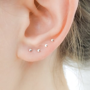 Clous d'oreilles petits points - Clous d'oreilles en argent - Clous d'oreilles petits points dorés - Clous d'oreilles hypoallergéniques - Petits clous en or rose