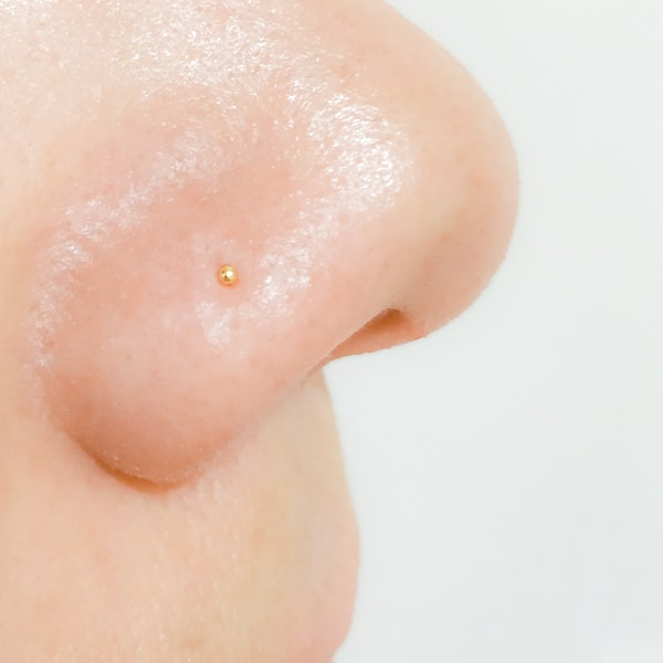 Nose Stud Gold 1mm - Tiny Nose Stud Piercing - Tiny Ball Nose Stud Gold - 1mm Sterling Silver Nose Stud - Nose Stud 22 Gauge