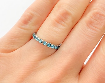 Elegant diamantstapelring med allians - minimalistisk silverring - CZ-ring - enkel diamantring - silverringpresent till henne - alliansband