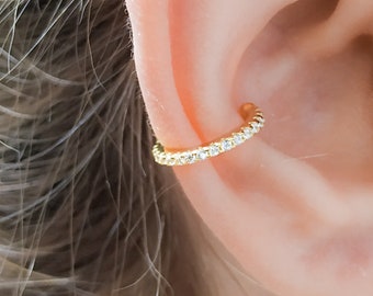 Ear Cuffs - Ear Wrap - Gold Ear Cuff Earring - Cartilage Cuff - Fake Piercing - CZ Ear Cuff - Gold Clip on No Piercing Earring