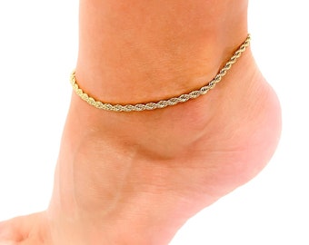 Fußkettchen für Frauen, Goldkette Anklet, Seil Kette Fußkettchen, Gold Fußkettchen, Twisted Kette Fußkettchen Armband