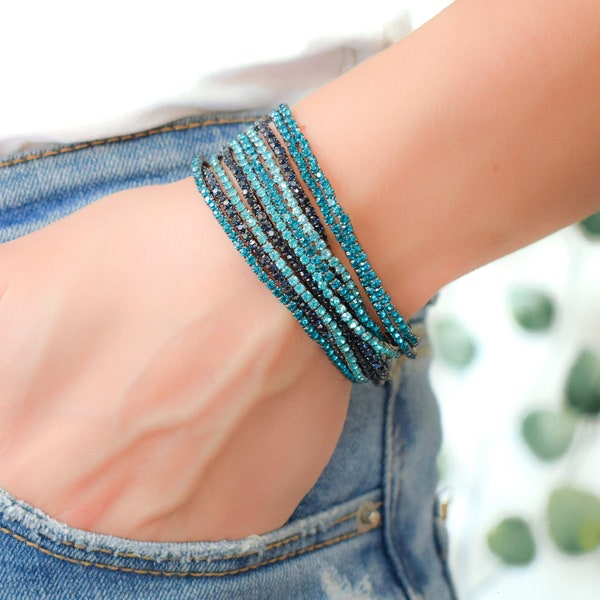 Layered Bracelets Set - Blue Set of Bracelets - Stretch Bracelet -Set of Bracelets - Elastic Bracelets Set - Stacking Bracelets