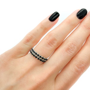 Stackable Rings - Crystal Ring - Stretch Rings - Elastic Ring - Rhinestone Stretch Rings - Black Ring
