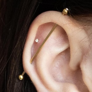 Industrial Barbell 16 g 14 g - gouden barbell - roségouden barbell - zilveren barbell - roestvrijstalen barbell