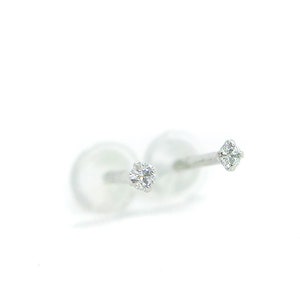 Orecchini a bottone con diamanti molto piccoli in argento sterling, piccoli orecchini con cristalli CZ - Orecchini a bottone piccoli e semplici, minimalisti