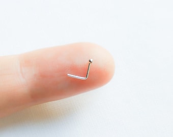 Piercing de nariz pequeño - Piercing de nariz de bola delicada de 22 g - Piercing de nariz pequeño de 1 mm - Piercing de nariz de plata de ley - Piercing de nariz