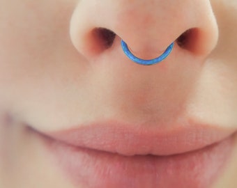 Hinged Septum hoop, Hinged Nose Ring, Hinged Septum Ring, Hinged Septum,Hinged Helix Ring,Hinged Cartilage Ring,Stainless Steel Opal 16g