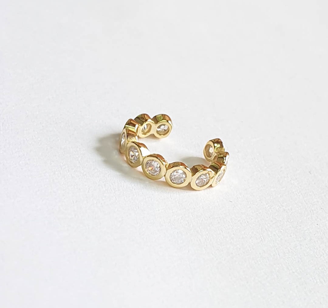 Gold Helix Cuff Fake Helix Gold Diamond Ear Cuff Bezel Gold Ear Cuff