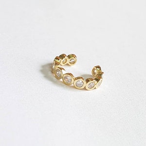 Gouden helix manchet - nep helix - gouden diamanten oor manchet - ring gouden oor manchet - helix sieraden geen piercing - hex CZ diamanten manchetoorbel