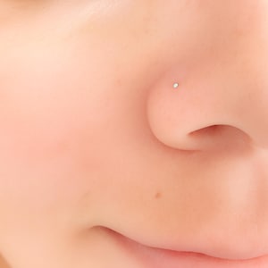 Nose Stud Gold 1mm - Tiny Nose Stud Piercing - Tiny Ball Nose Stud Gold - 1mm Sterling Silver Nose Stud - Nose Stud 22 Gauge