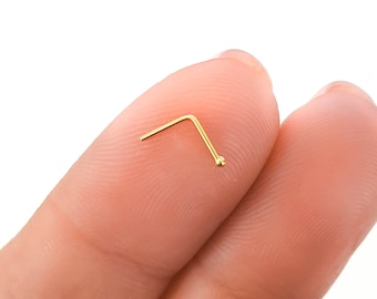 1 mm winziger Nasenstecker - winziger goldener Nasenstecker - Zierliche Kugel-Nasenstecker - Sterling Silber Nasenstecker - Nase Piercing 22g