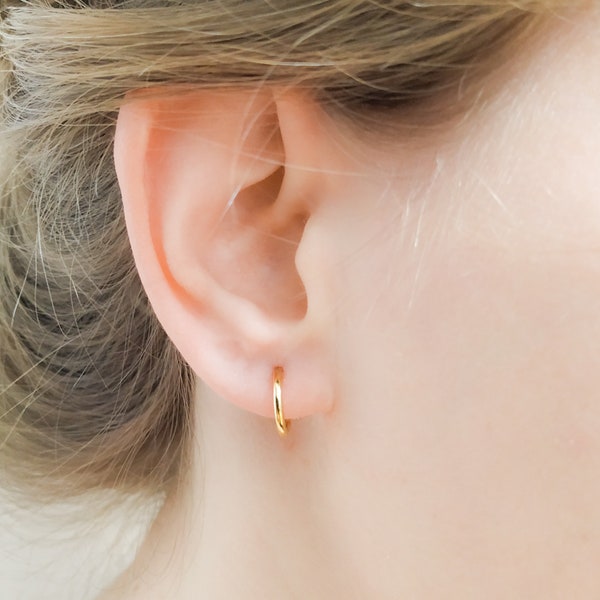 Pendientes de clip - Pendientes de aro con clip - Pendientes no perforados - Pendientes de clip invisibles - Ear Cuff - Color oro plata