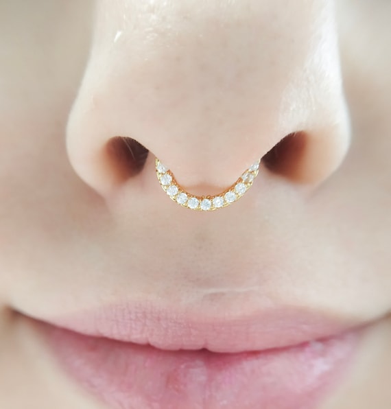 Double Anneau De Nez Opale Lot De 4 Anneaux De Nez Masedy En Acier Chirurgical 18G/20G - Double Anneau à Charnière Avec Opale - Pour Septum, Cartilage, Lèvre