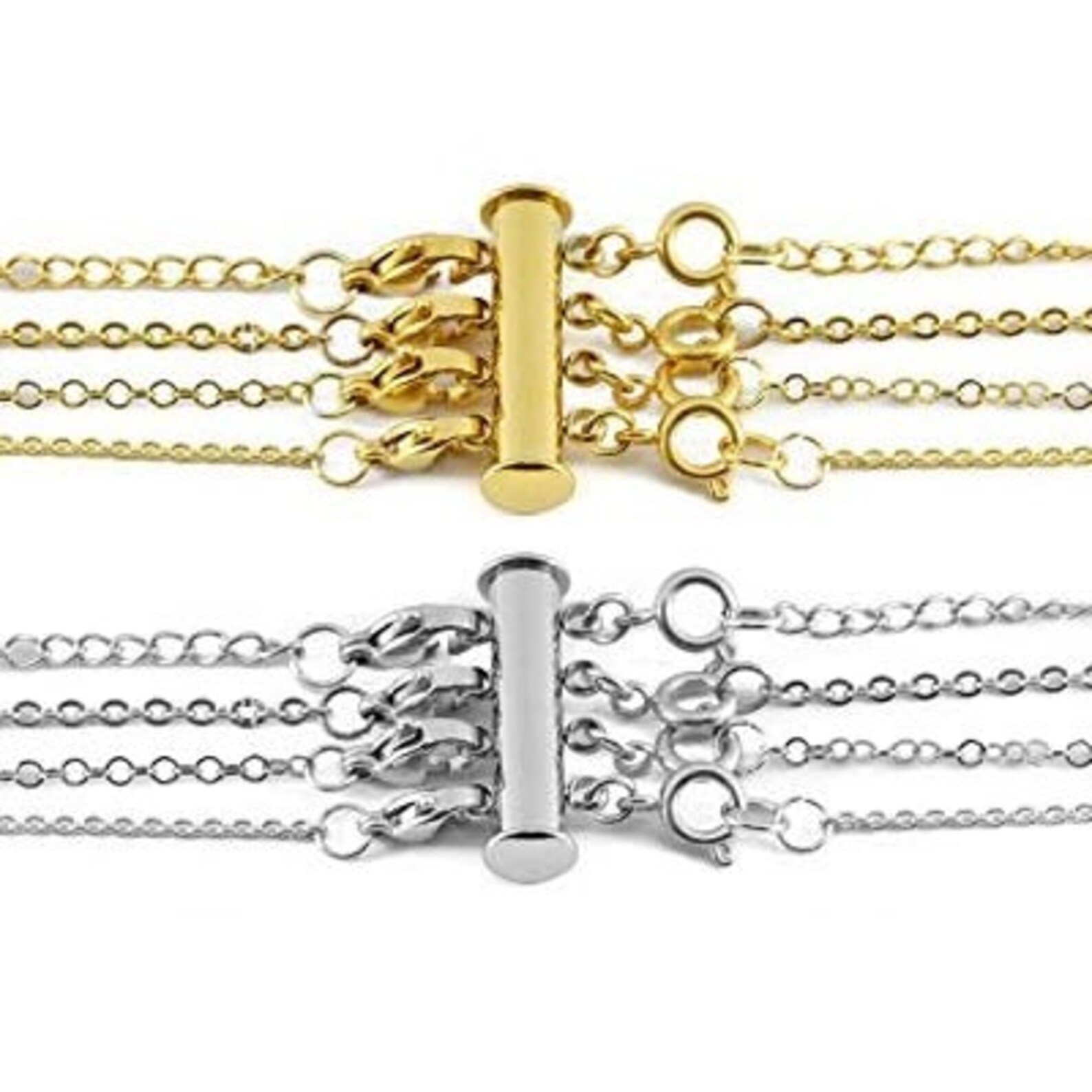 Silver Layered Necklace Clasp Silver Necklace Detangler Etsy Canada