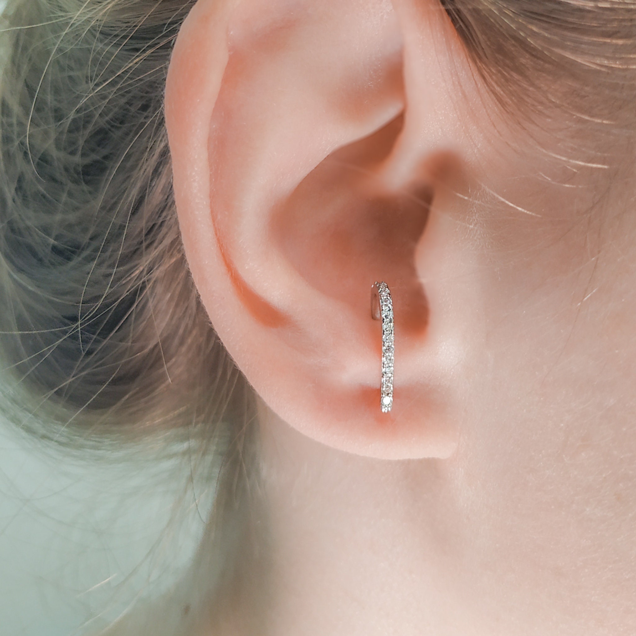 Sterling Silver Earrings - CZ Pave Suspender Earrings - Hook 