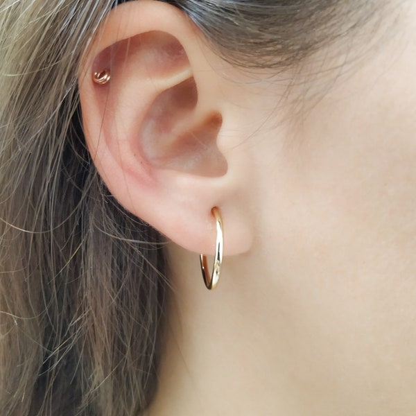 Gold Clip On Earrings - Non Piercing 15mm Hoop Earrings - Non Pierced Earrings - ClipOn Hoops