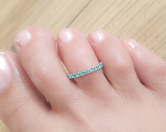 Elastische teenring - Kristal lente teenring - Rekbare blauwe diamanten teenring - Teenring-Strass teenring Kristal Zilver-One Size Teenring