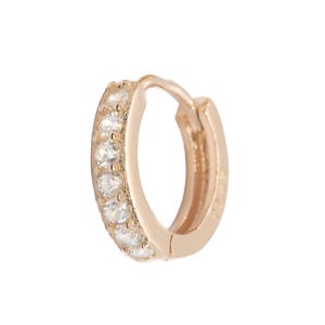 Rose Gold Helix Earring-Rose Gold Cartilage Earring-Rose Gold Helix Hoop-Diamond Rose Gold Helix-CZ piercing helix