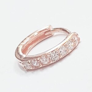 Rose Gold Helix Earring-Rose Gold Cartilage Earring-Rose Gold Helix Hoop-Diamond Rose Gold Helix-CZ piercing helix
