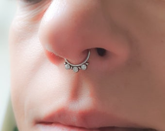 Fake Septum Piercing - Fake Septum Ring - Fake Nose Hoop Ring - Fake Septum Silver - Clip On Nose Ring - Silver Faux Septum