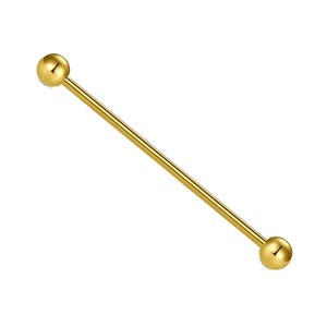Industrial Barbell Gold-Gold Industrial Piercing-Gold 14g Industrial Barbell-Gold 38mm 316L Surgical Steel Scaffold Earring