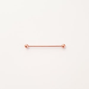 Rose Gold Industrial Barbell 16g-Industrial Piercing Rose Gold-16g Industrial Barbell 16 gauge 38mm 316L Surgical Steel Scaffold Earring