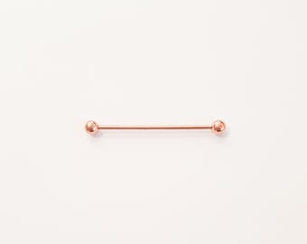 Rose Gold Industrial Barbell 16g-Industrial Piercing Rose Gold-16g Industrial Barbell 16 gauge 38mm 316L Surgical Steel Scaffold Earring