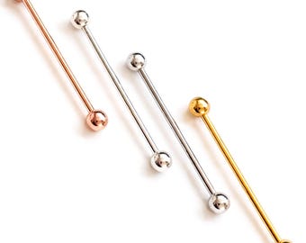 Industrial Barbell Piercing, Barbell Bar 14g 38mm Surgical Steel Upper Ear Cartilage Piercing Jewelry Scaffold