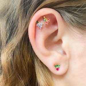 Stud Earrings Set Mismatched Studs - Mismatched Earring Set - Summer Earrings - Apple Strawberry Grapes Cherries Studs - Colorful Fruit