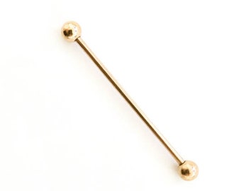 Industrial Barbell Gold-Gold Industrial Piercing-Gold 14g Industrial Barbell-Gold 38mm 316L Chirurgenstahl Scaffold Ohrring